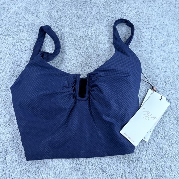 Calia Other - Calia Ubar LL Longline Bikini Top Blue Textured Swim XS WSA15204M NWT